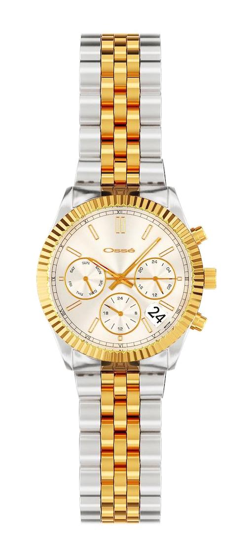 Osse OSW10125 Takvimli 35 mm Altın-Gri Metal Kordon Analog Kadın Kol Saati