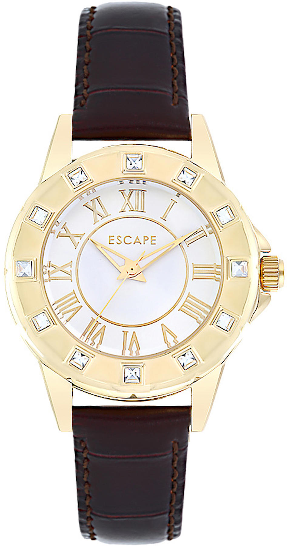 Escape EC1027-118 35 mm Kahverengi Deri Kordon Analog Kadın Kol Saati