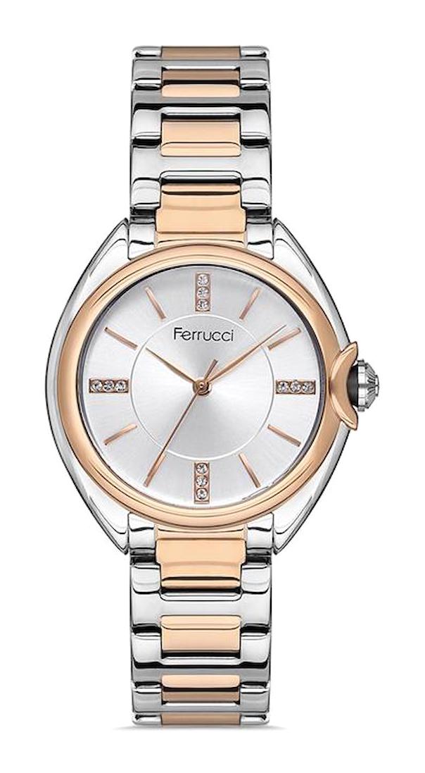 Ferrucci FFQ111614.A27 35 mm Gri-Rose Gold Metal Kordon Analog Kadın Kol Saati
