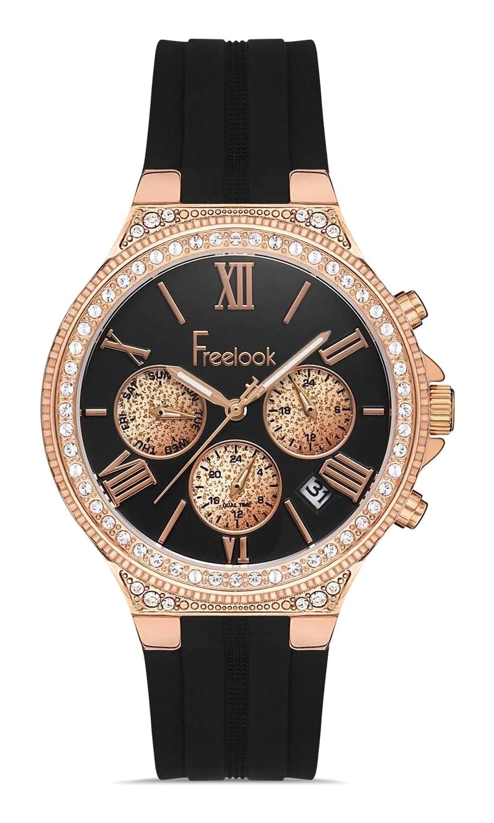 Freelook FL.1.10093.1 Takvimli 38 mm Siyah Silikon Kordon Analog Kadın Kol Saati