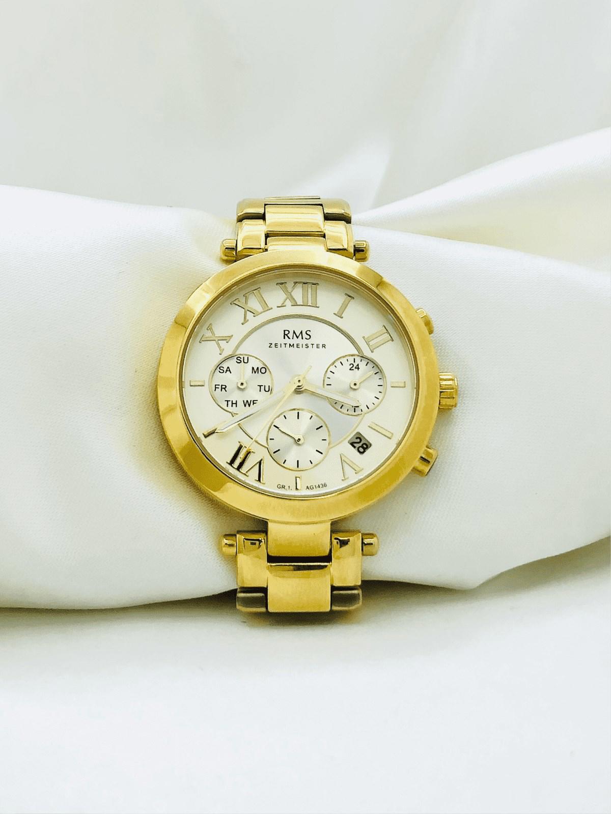 Romanson GR.1.AG1436.03 Takvimli 20-25 mm Altın Çelik Kordon Analog Kadın Kol Saati