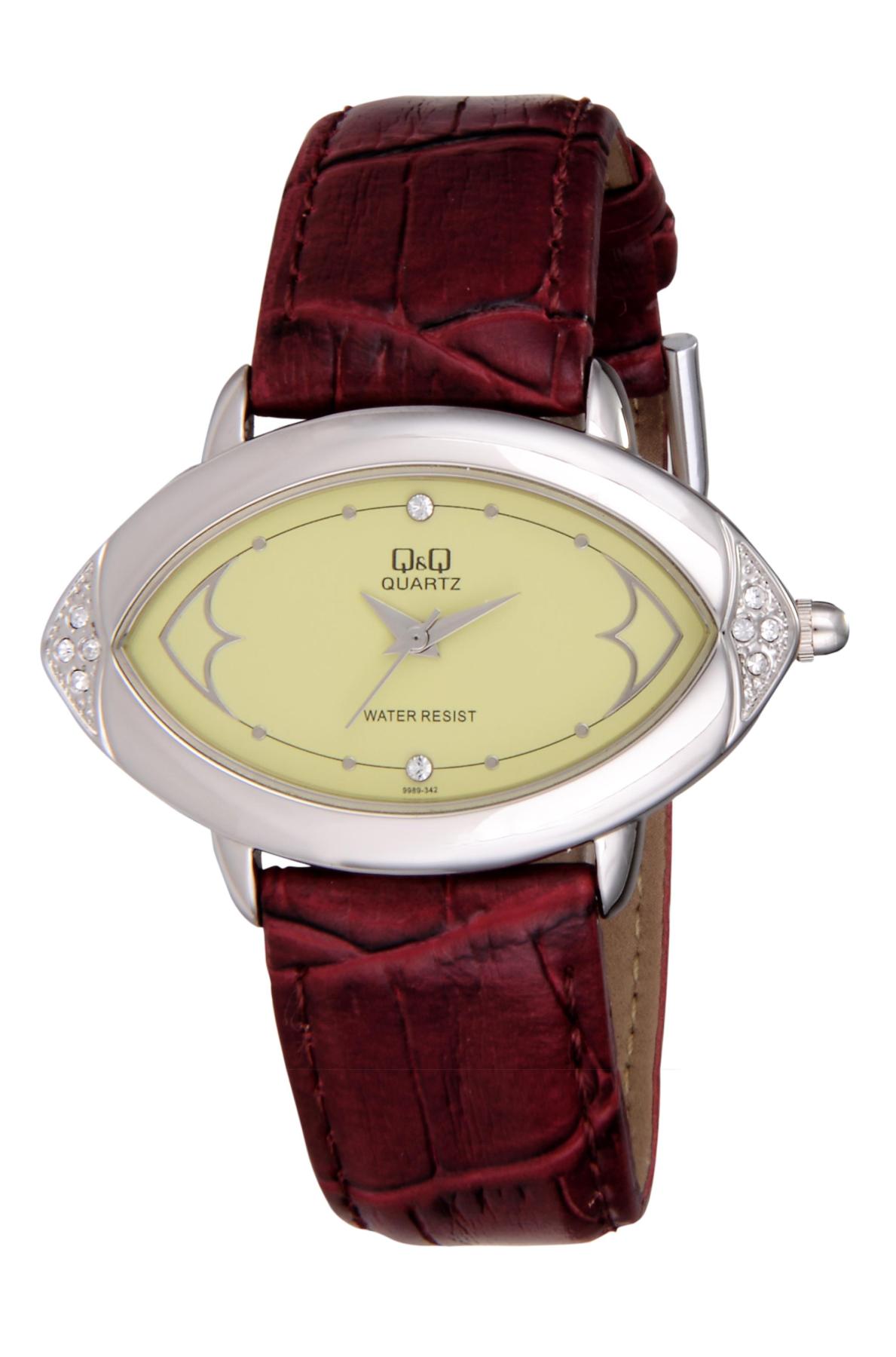 Q&Q 3A625 36 mm Kahverengi Deri Kordon Analog Kadın Kol Saati