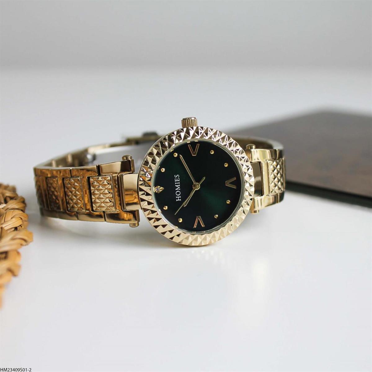 Homies HM23409S01-2 30 mm Altın Çelik Kordon Analog Kadın Kol Saati