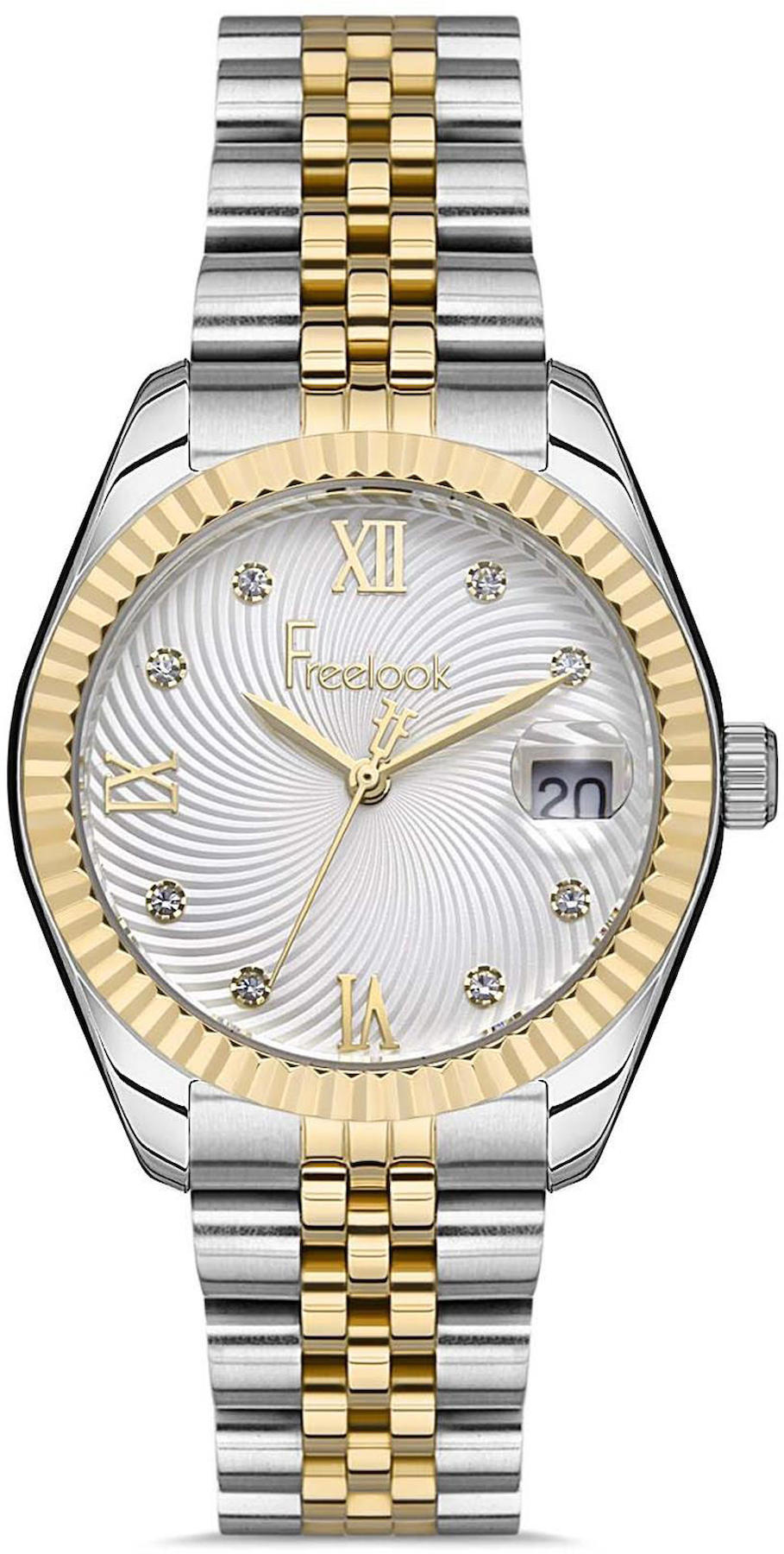 Freelook FL.1.10093.1 Takvimli 38 mm Altın-Gri Çelik Kordon Analog Kadın Kol Saati
