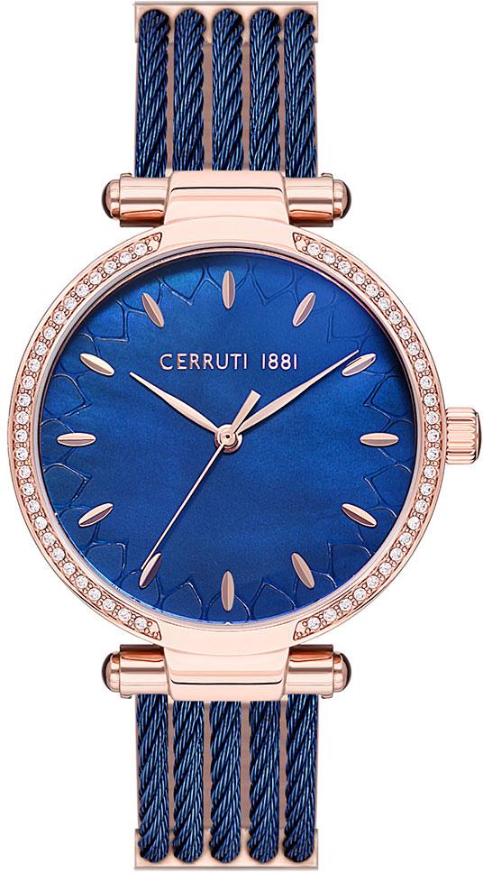 Cerruti 1881 CRM27202 32 mm Lacivert Hasır Kordon Analog Kadın Kol Saati