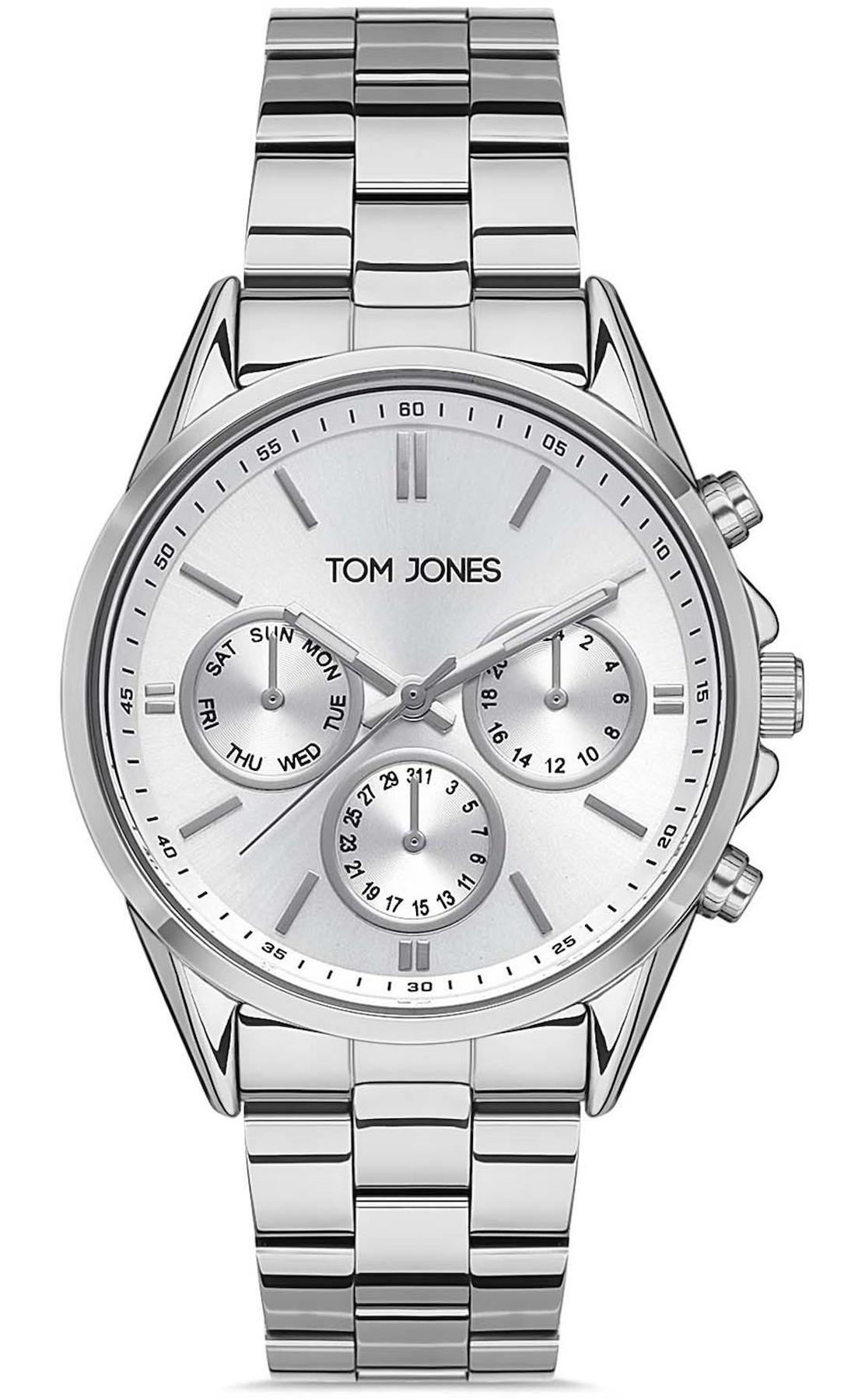 Tom Jones TJ.1.1213.01 Takvimli 34 mm Gri Metal Kordon Analog Kadın Kol Saati