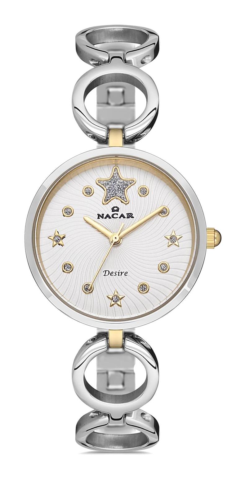 Nacar 103931034-CSM 30 mm Gri Metal Kordon Analog Kadın Kol Saati