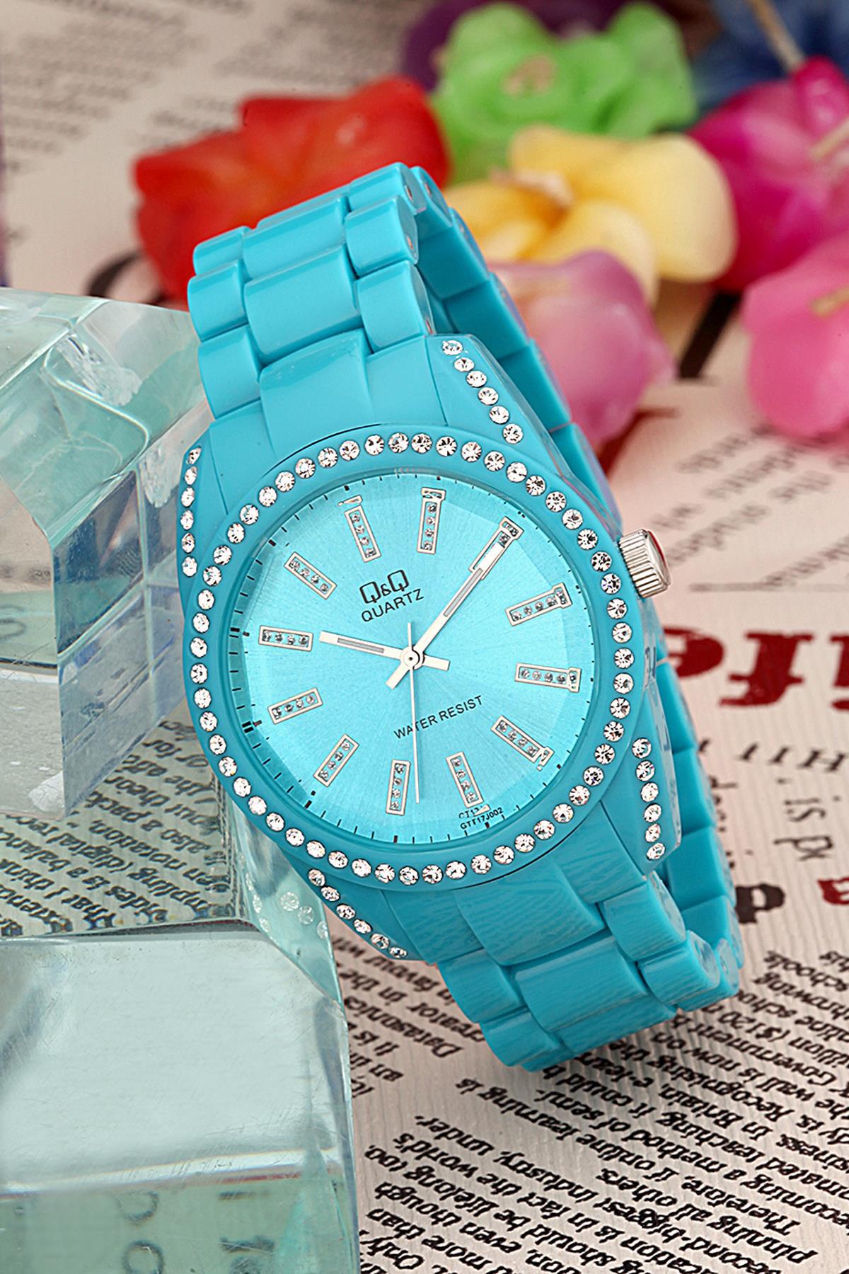 Q&Q 3B708 36 mm Mavi Silikon Kordon Analog Kadın Kol Saati