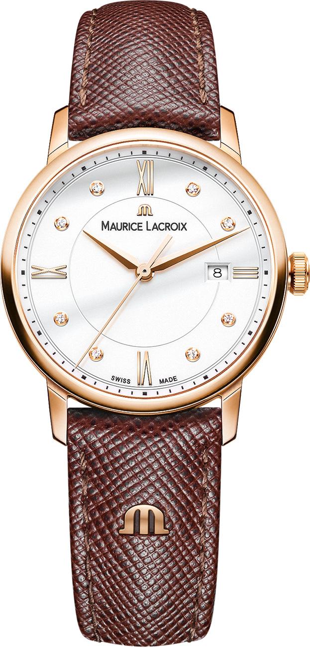 Maurice Lacroix EL1094-PVP01-150-1 Takvimli 36 mm Kahverengi Deri Kordon Analog Kadın Kol Saati