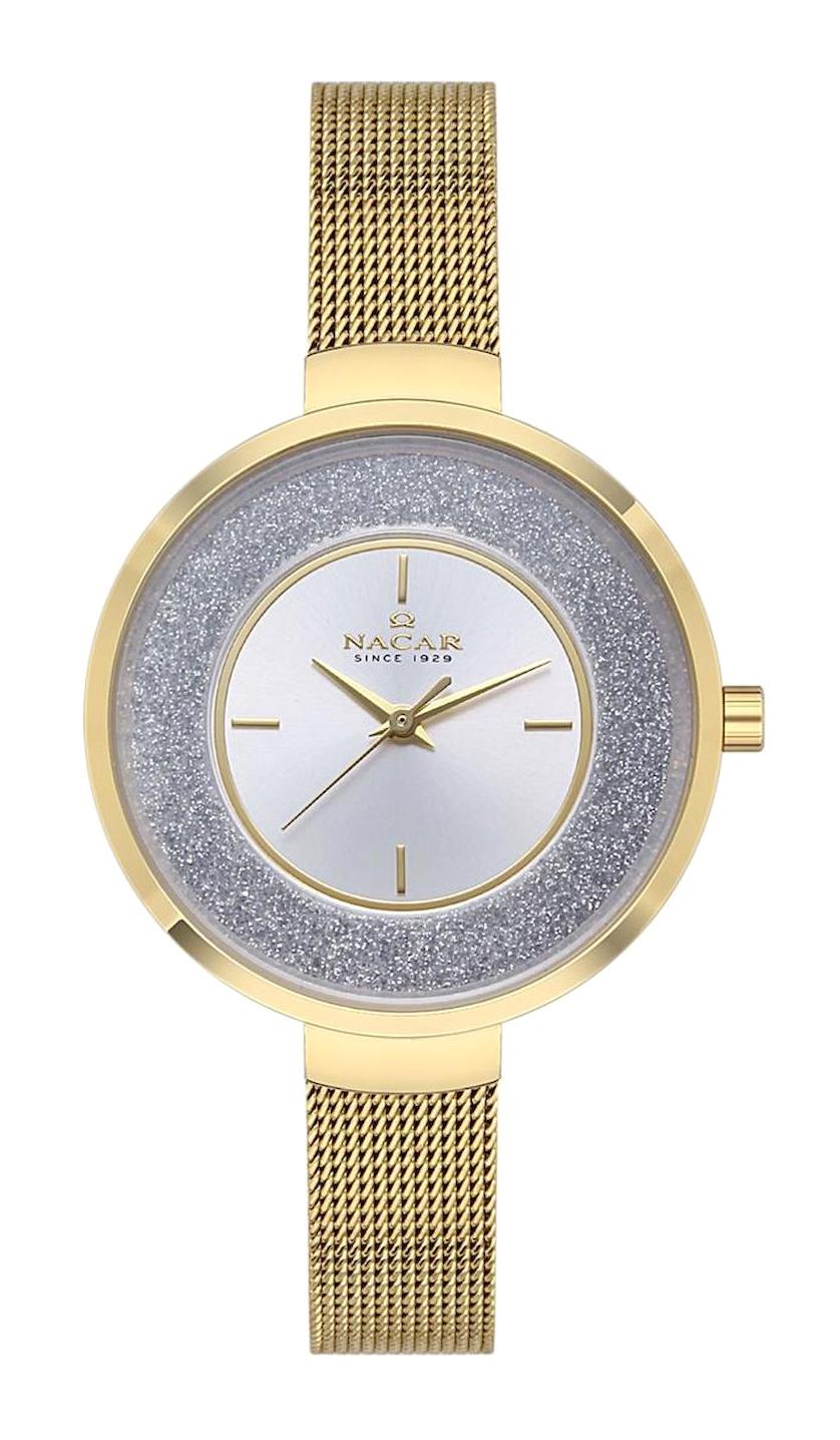 Nacar 33398855-DSMS 32 mm Altın Hasır Kordon Analog Kadın Kol Saati