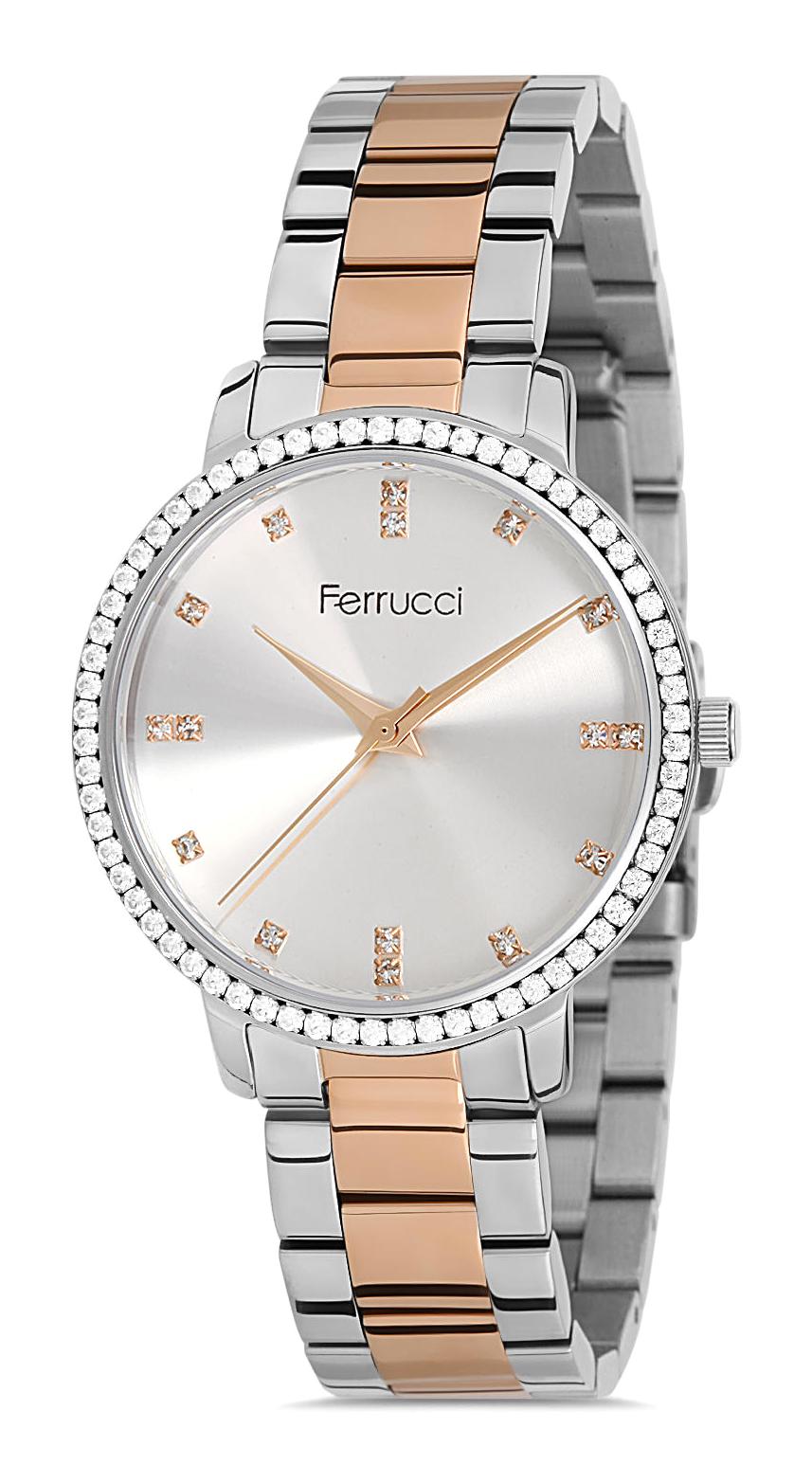 Ferrucci FC.14206M.02 34 mm Gri-Rose Gold Metal Kordon Analog Kadın Kol Saati