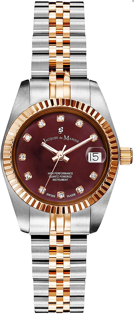 Jacques Du Manoir NRO.44 Takvimli 26 mm Gri-Rose Gold Çelik Kordon Analog Kadın Kol Saati