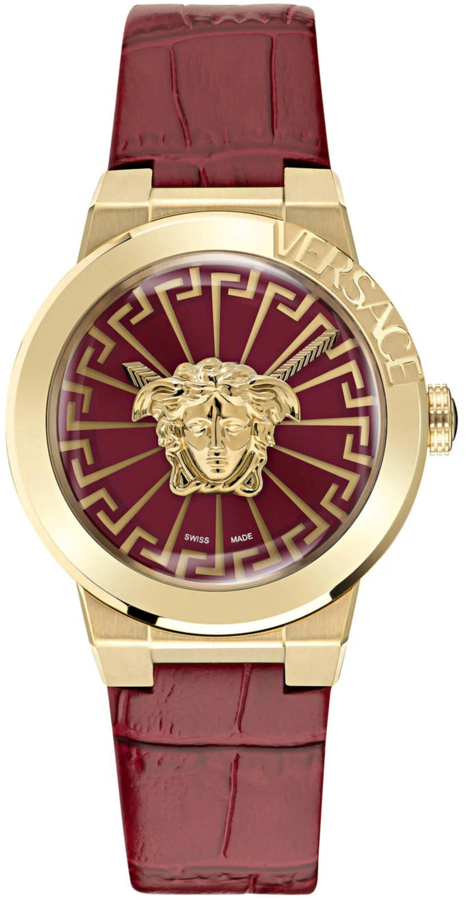 Versace VRSCVE3F00722 37 mm Bordo Deri Kordon Analog Kadın Kol Saati