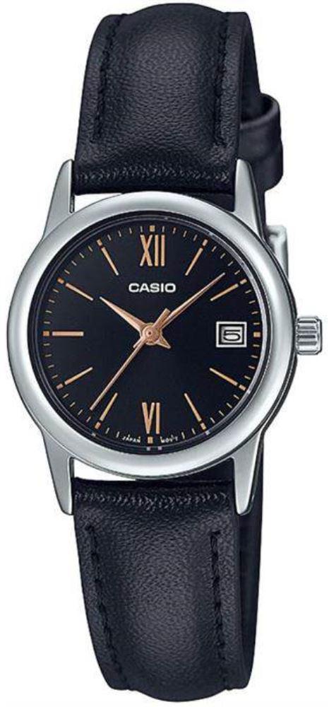 Casio LTP-V002L-1B3UDF Takvimli 25 mm Siyah Deri Kordon Analog Kadın Kol Saati