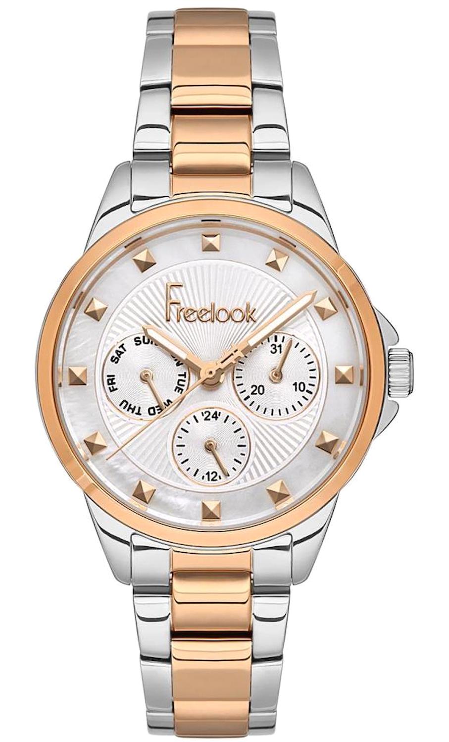 Freelook FL.1.10093.1 Takvimli 35 mm Gri-Rose Gold Çelik Kordon Analog Kadın Kol Saati