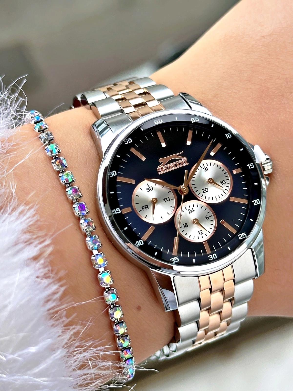 Slazenger SL.09.2009.4.01 Takvimli 36 mm Gri-Rose Gold Çelik Kordon Analog Kadın Kol Saati