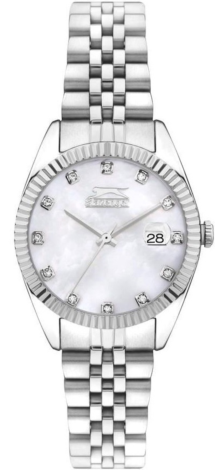 Slazenger SL.09.2240.3.01 Takvimli 32 mm Gri Çelik Kordon Analog Kadın Kol Saati