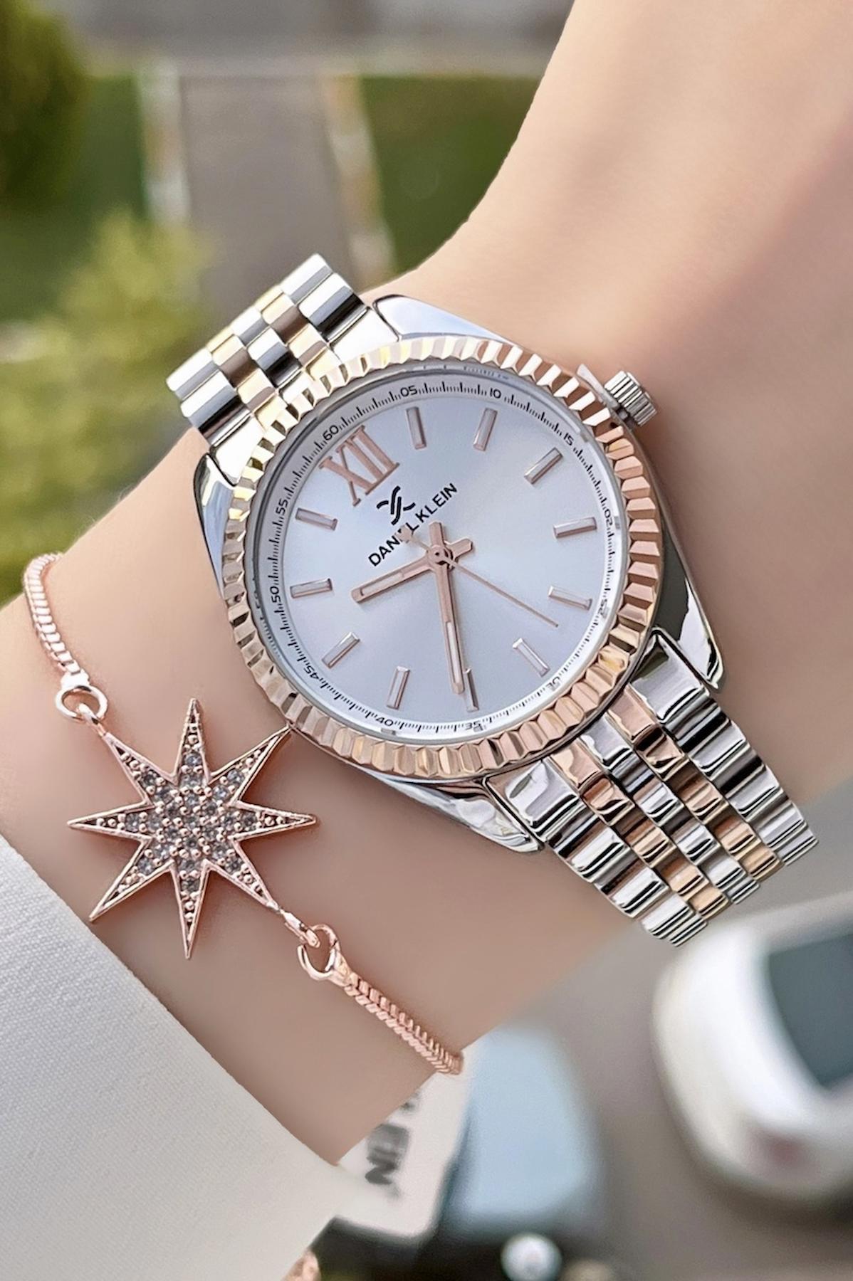 Daniel Klein DKISTE185 32 mm Gri-Rose Gold Çelik Kordon Analog Kadın Kol Saati