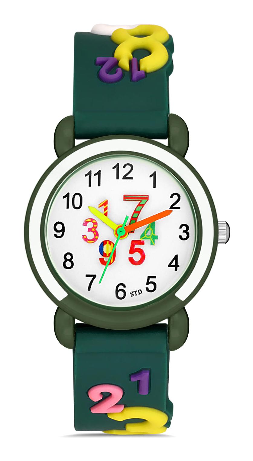 Polo55 20 mm Yeşil Silikon Kordon Analog Çocuk Kol Saati