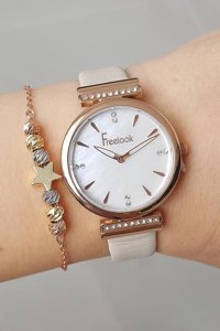 Freelook 32 mm Krem Deri Kordon Analog Kadın Kol Saati