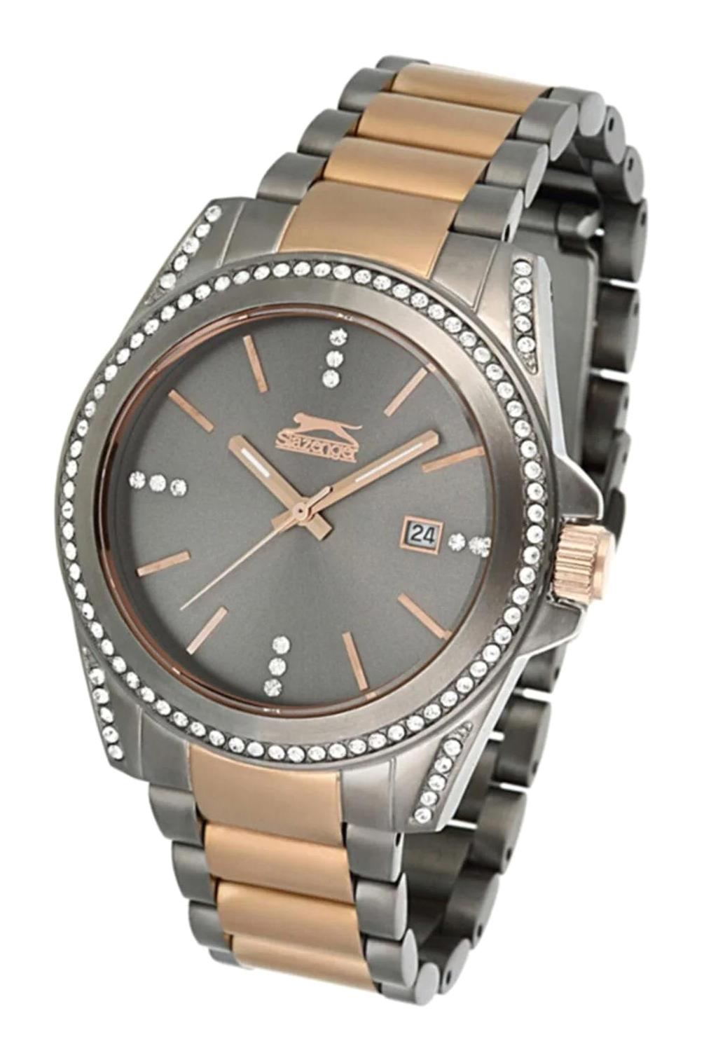 Slazenger SL.9.925.3.07 Takvimli 30 mm Bakır - Gri Metal Kordon Analog Kadın Kol Saati