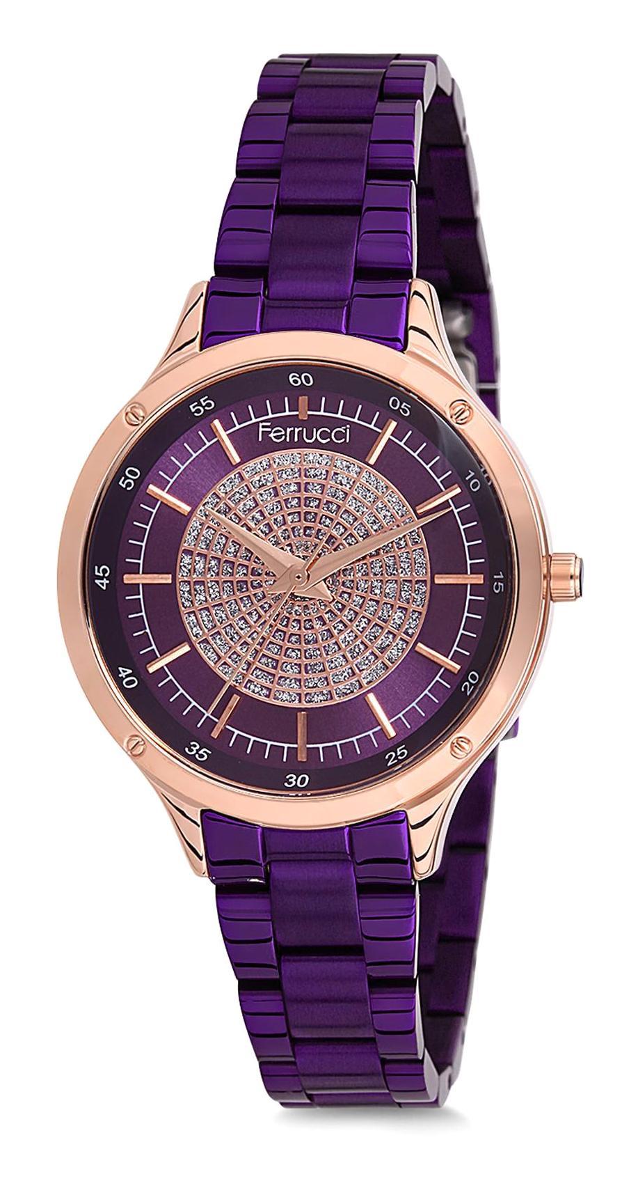 Ferrucci 9FM690 38 mm Mor Metal Kordon Analog Kadın Kol Saati
