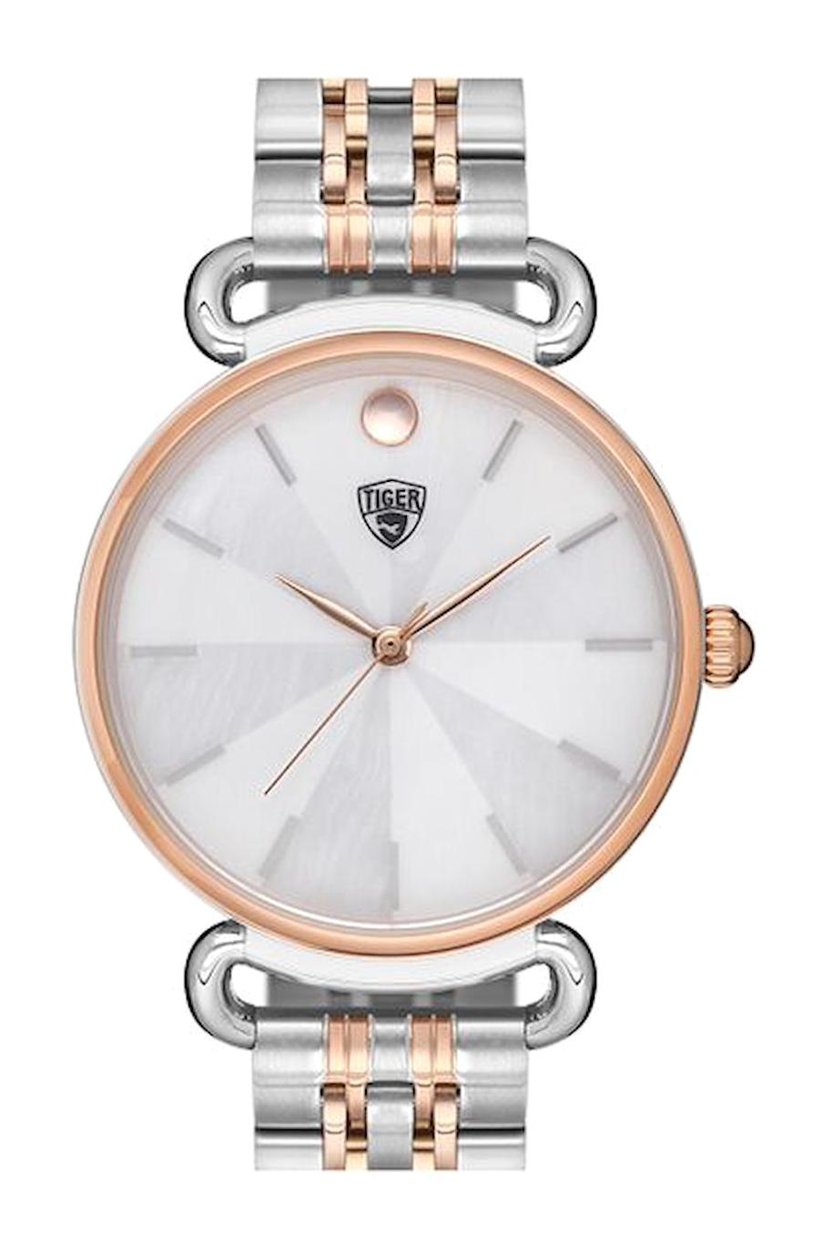 Tiger 559D 20-25 mm Gri-Rose Gold Çelik Kordon Analog Kadın Kol Saati