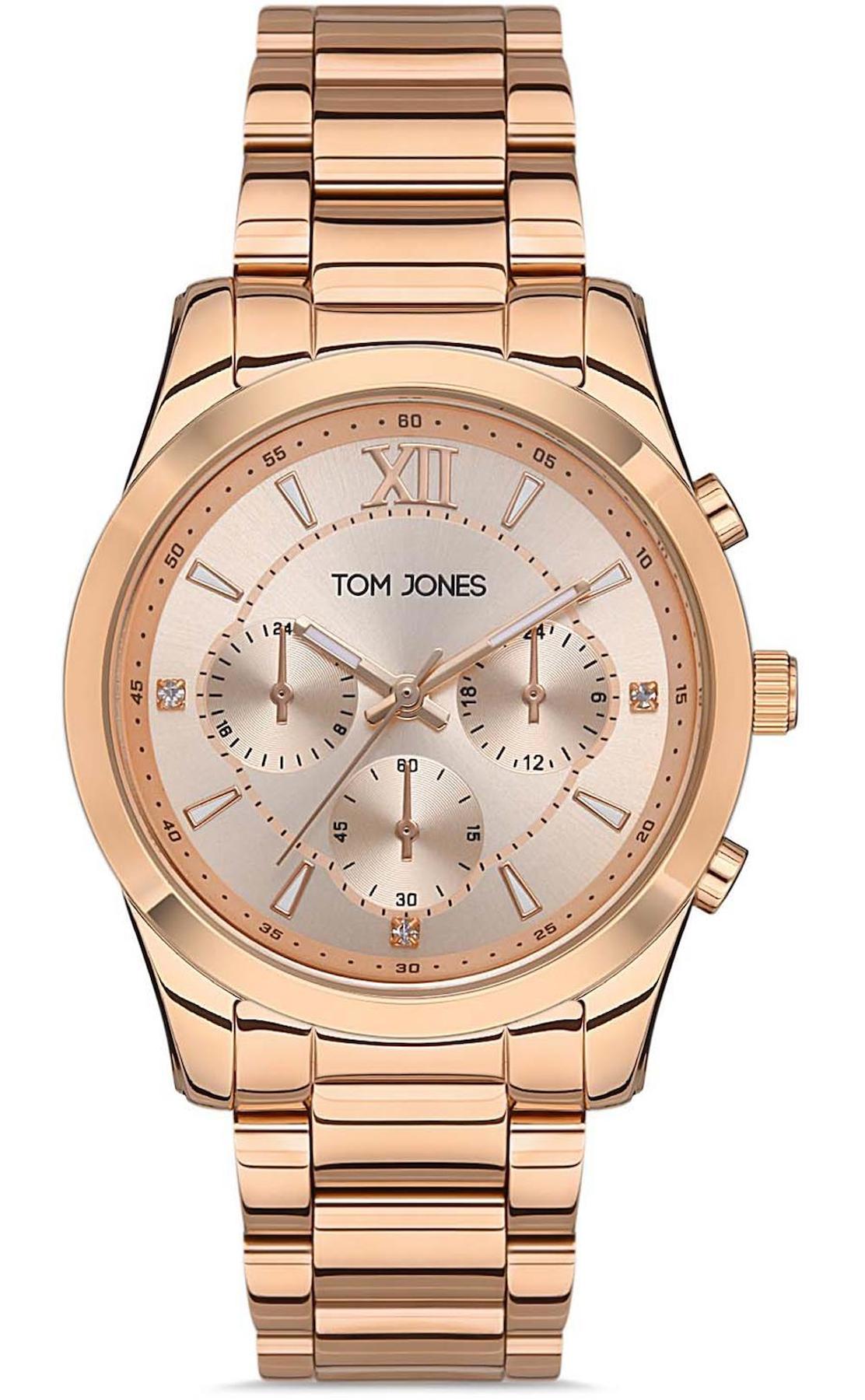 Tom Jones TJ.1.1210.05 Takvimli 34 mm Gri-Rose Gold Metal Kordon Analog Kadın Kol Saati