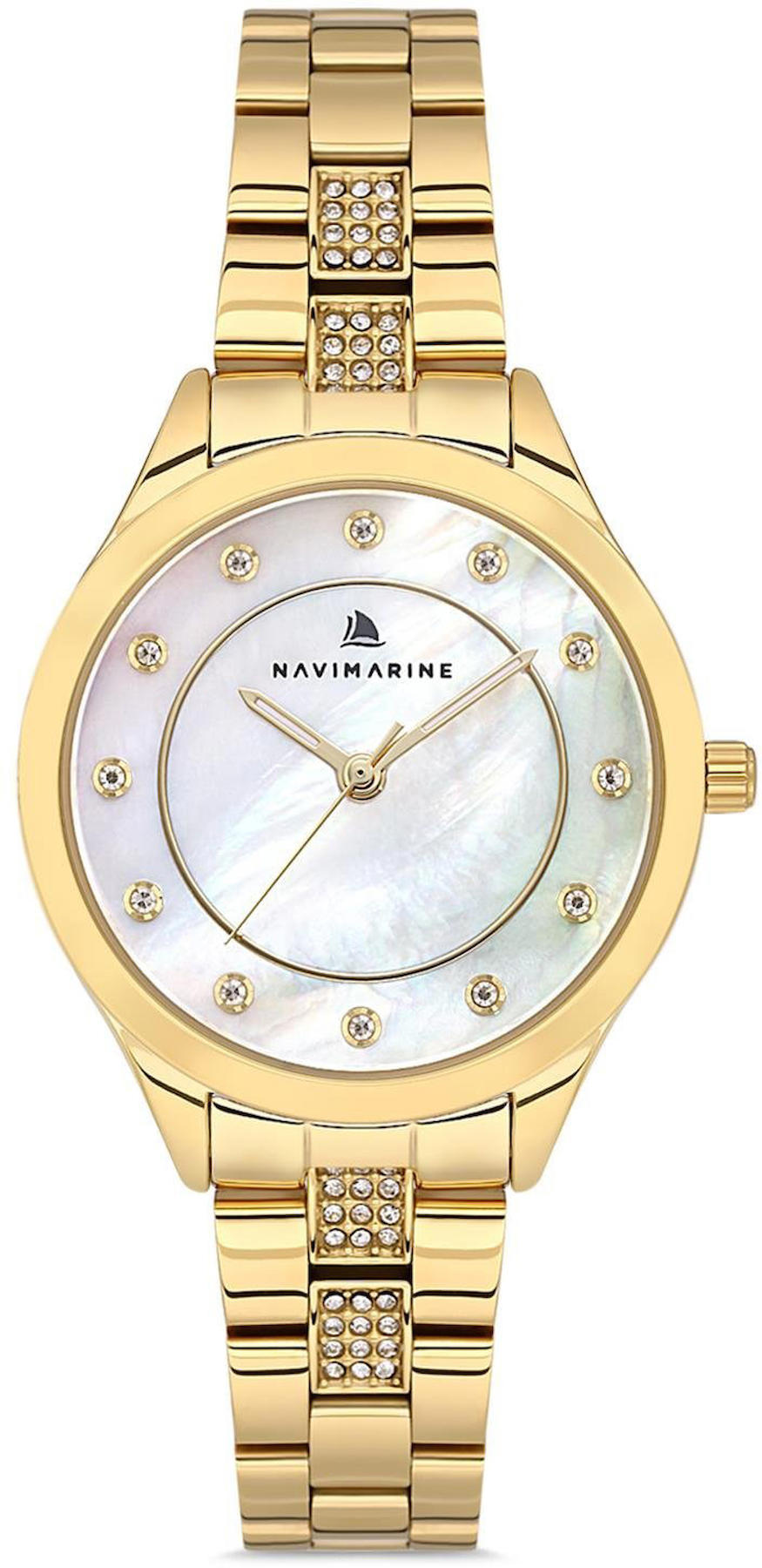 Navimarine NVM90-B1 33 mm Altın Çelik Kordon Analog Kadın Kol Saati