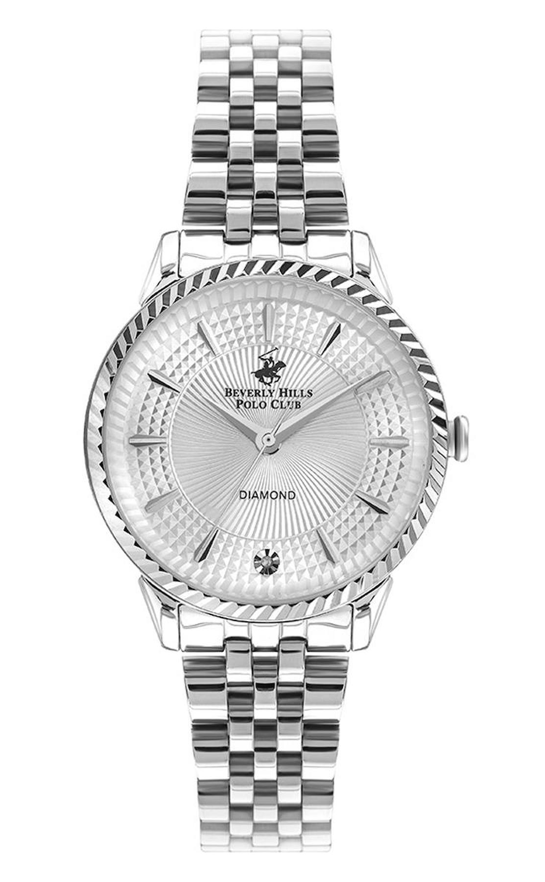 Beverly Hills Polo Club BP3357X.330 35 mm Gri Metal Kordon Analog Kadın Kol Saati