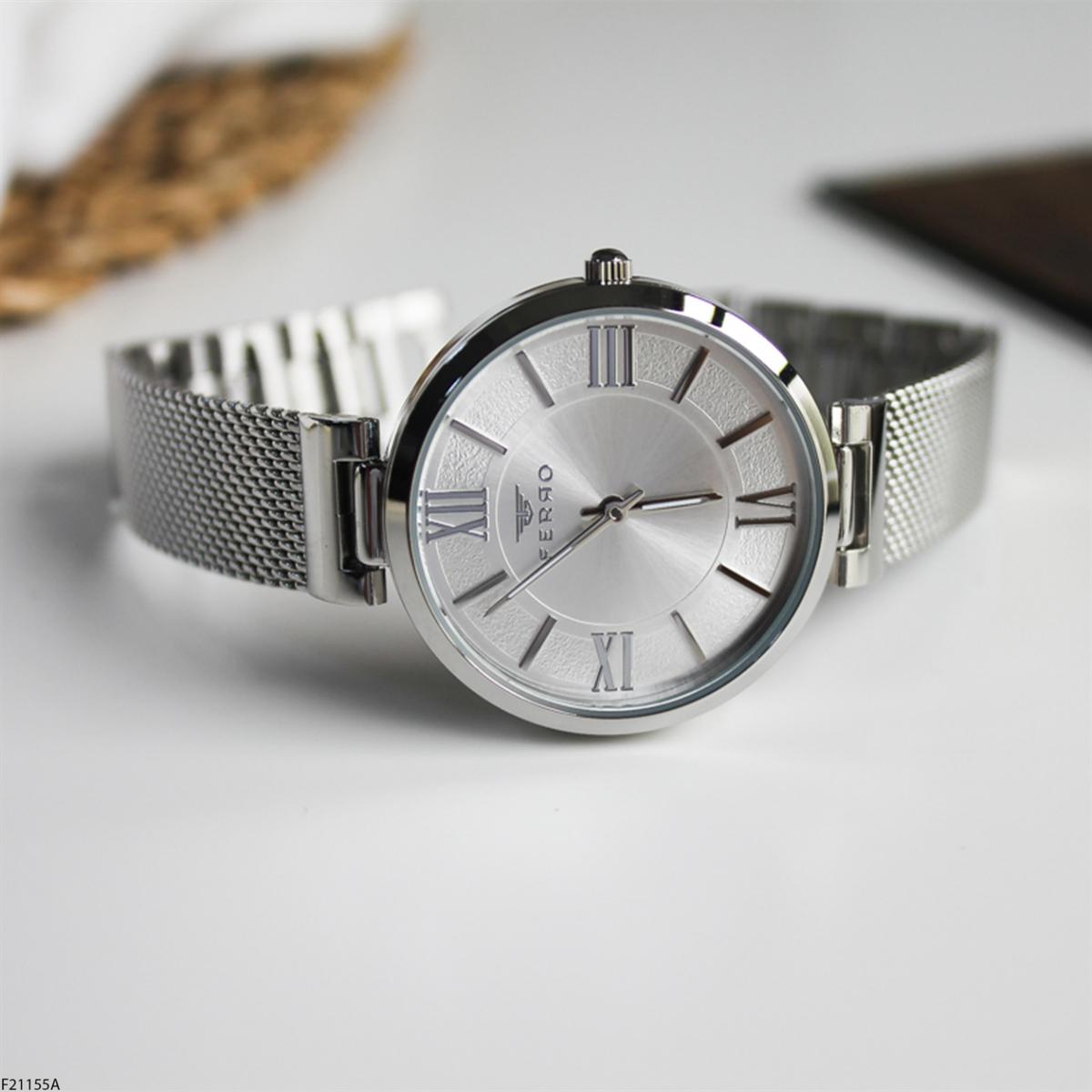 Ferro F21155A 36 mm Gri Metal Kordon Analog Kadın Kol Saati