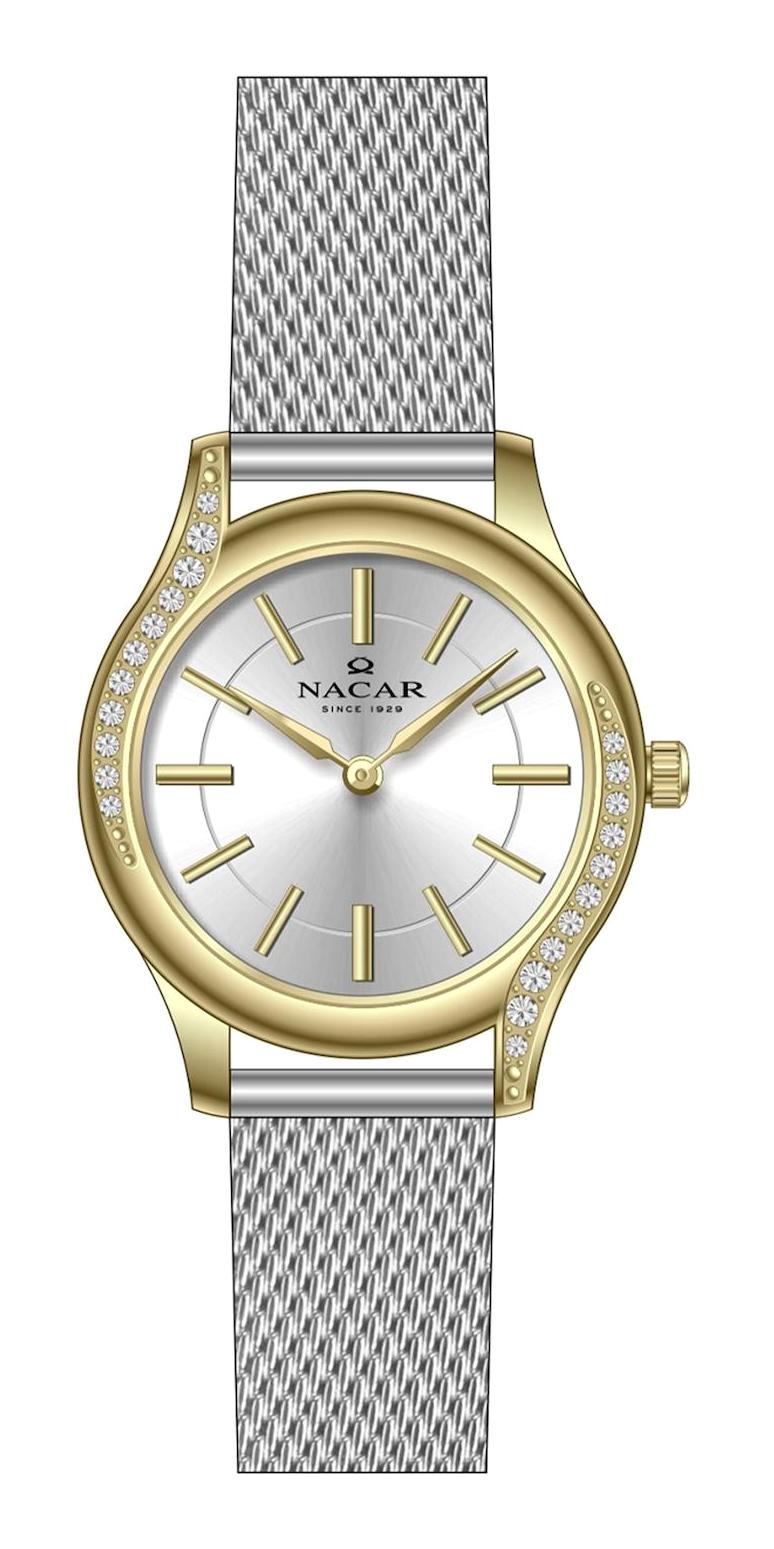 Nacar NC34-392020K-CSM 30 mm Gri Çelik Kordon Analog Kadın Kol Saati