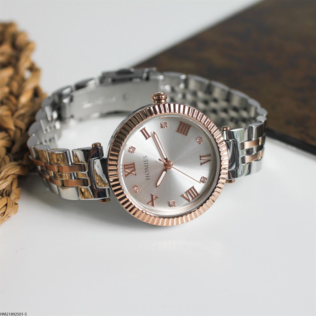 Homies HM21892S01-5 34 mm Gri-Rose Gold Çelik Kordon Analog Kadın Kol Saati