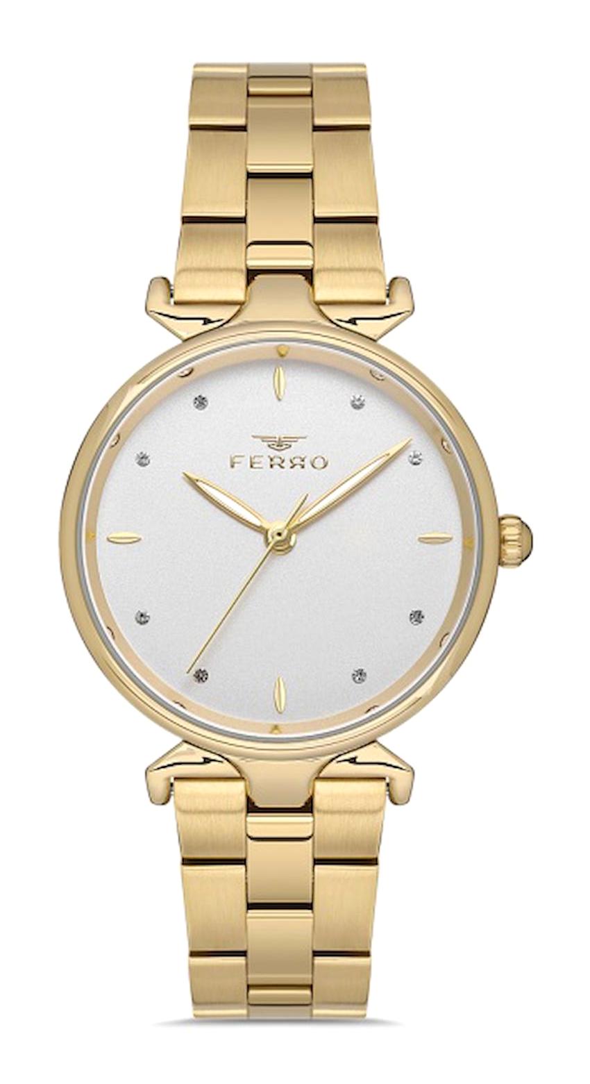 Ferro 32 mm Altın Çelik Kordon Analog Kadın Kol Saati