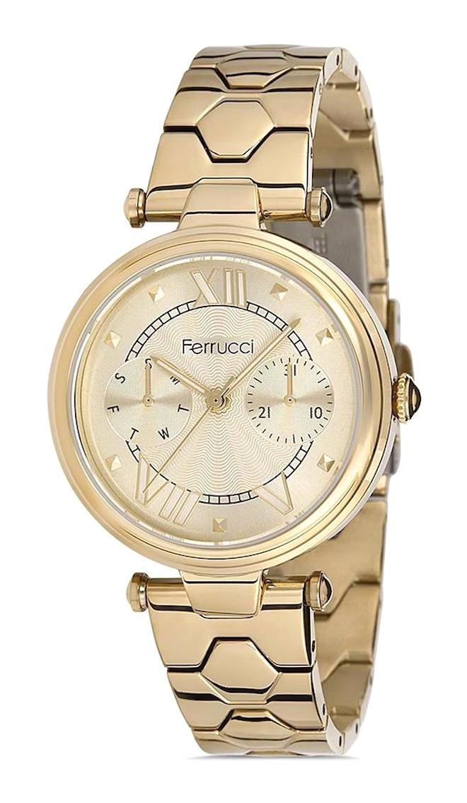 Ferrucci FC.13602M.01 Takvimli 34 mm Altın Metal Kordon Analog Kadın Kol Saati