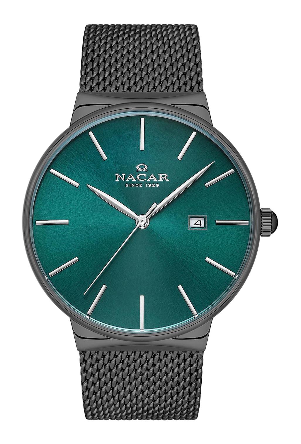 Nacar 34390431-GNSM Takvimli 32 mm Siyah Hasır Kordon Analog Kadın Kol Saati