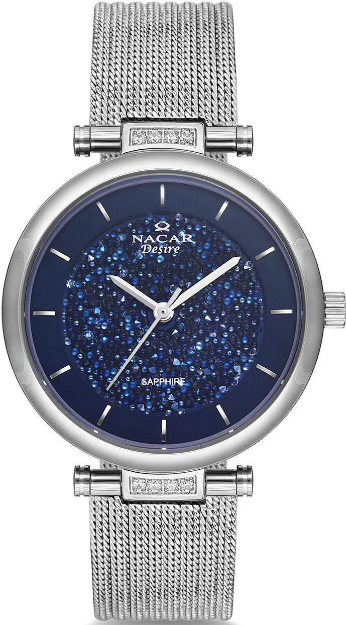 Nacar 33-398078-ALMS 33 mm Gri Hasır Kordon Analog Kadın Kol Saati