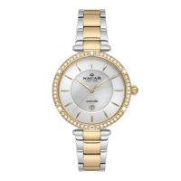 Nacar NC34-39B662-CSMS Takvimli 33 mm Altın-Gri Çelik Kordon Analog Kadın Kol Saati