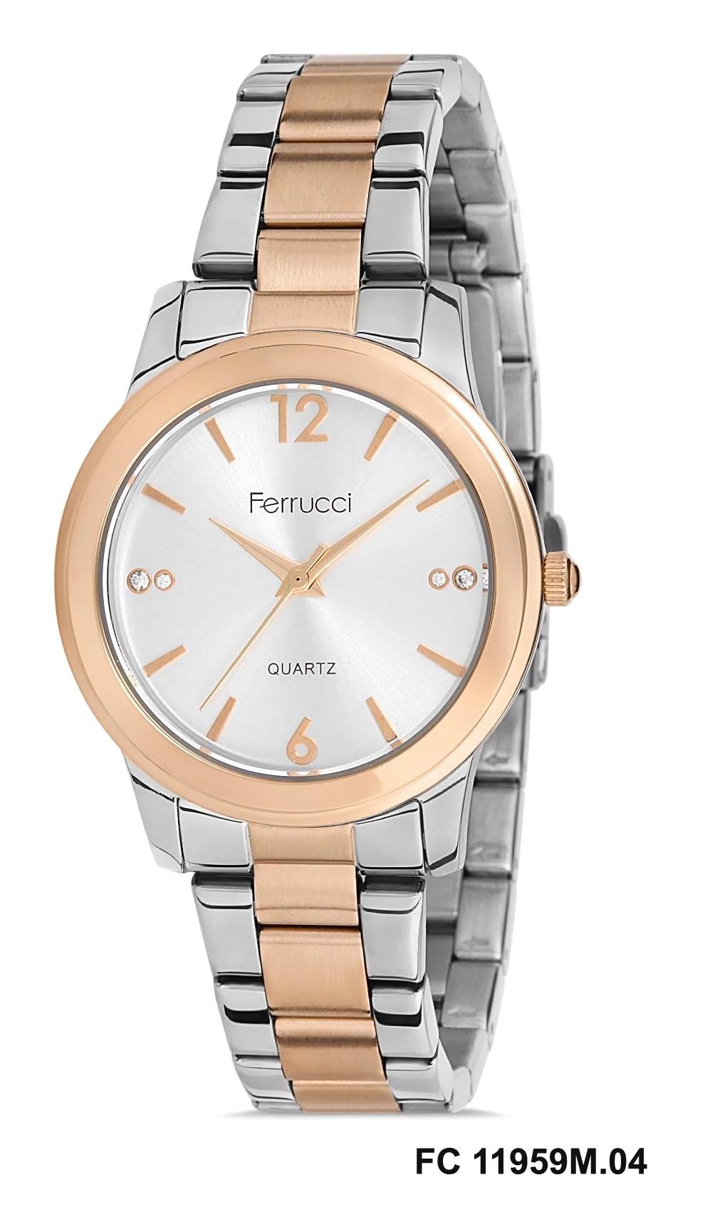Ferrucci FC.0722.11959M.04 33 mm Gri-Rose Gold Çelik Kordon Analog Kadın Kol Saati