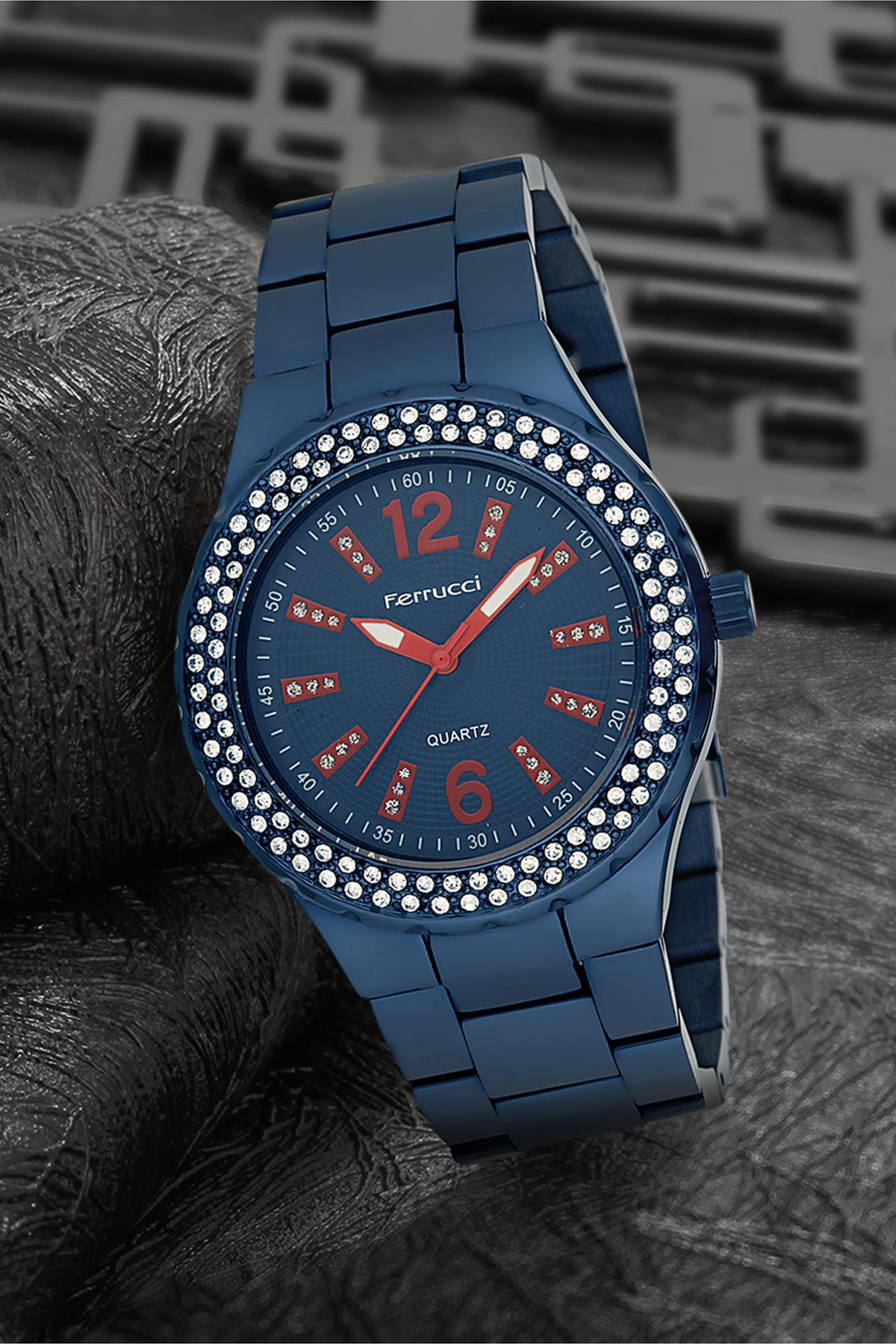 Ferrucci 7FM628 38 mm Lacivert Metal Kordon Analog Kadın Kol Saati