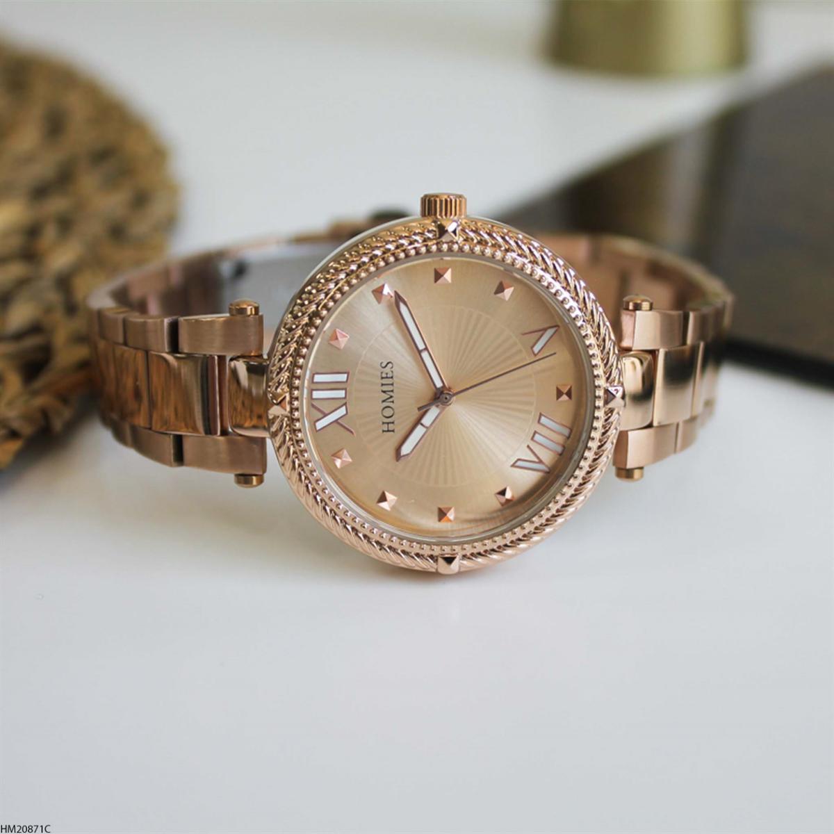 Homies HM20871C 35 mm Rose Gold Metal Kordon Analog Kadın Kol Saati