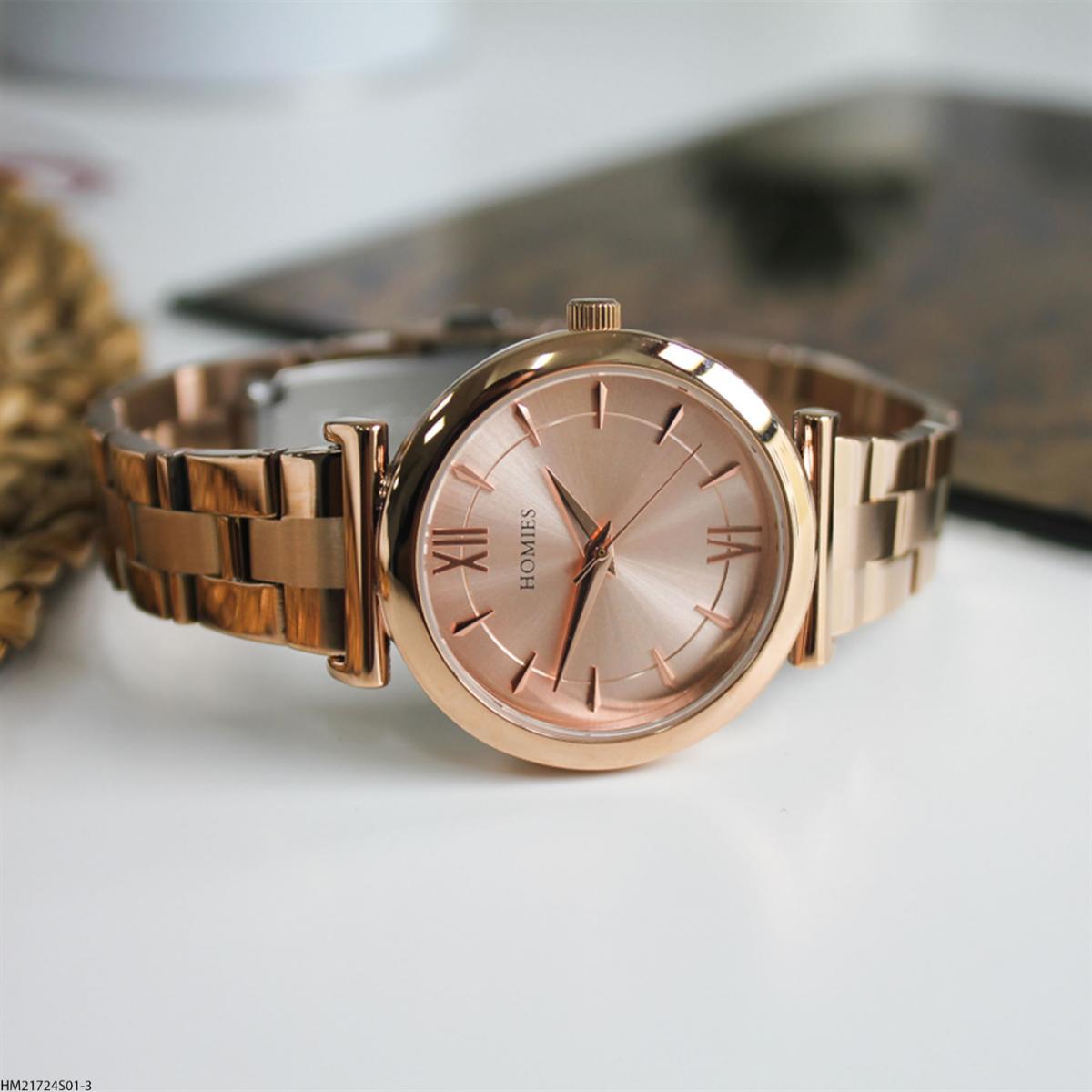 Homies HM21724S01-3 34 mm Rose Gold Çelik Kordon Analog Kadın Kol Saati