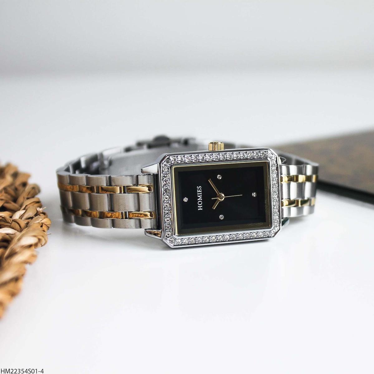Homies HM22354S01-4 30 mm Altın-Gri Çelik Kordon Analog Kadın Kol Saati