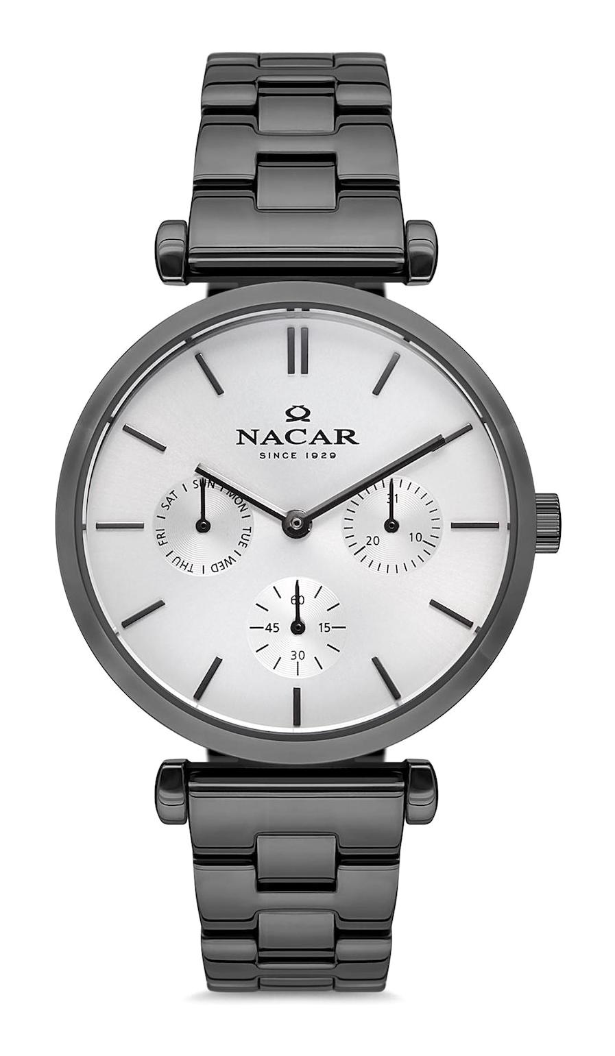 Nacar 36390112-GSM Takvimli 36 mm Antrasit Metal Kordon Analog Kadın Kol Saati