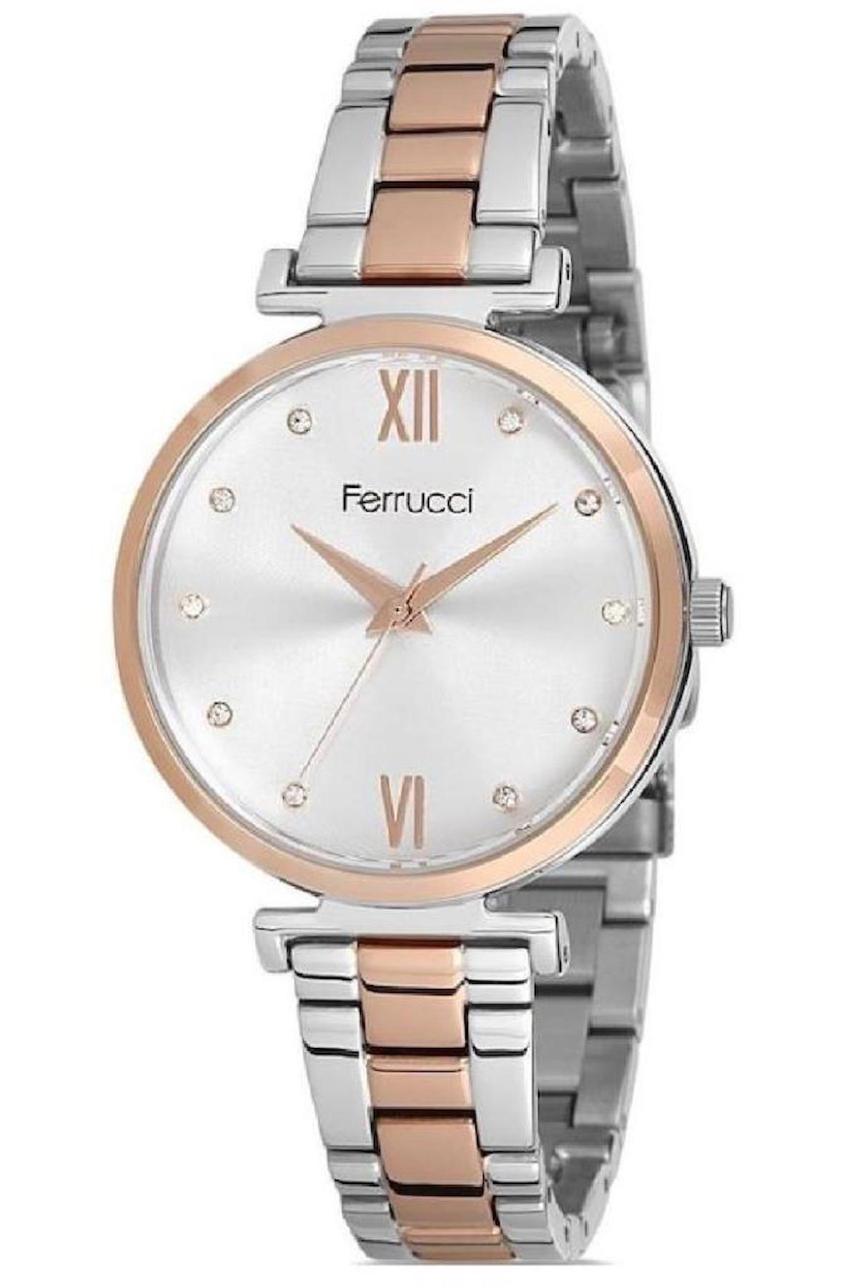 Ferrucci FC.13037M.05 33 mm Gri-Rose Gold Çelik Kordon Analog Kadın Kol Saati