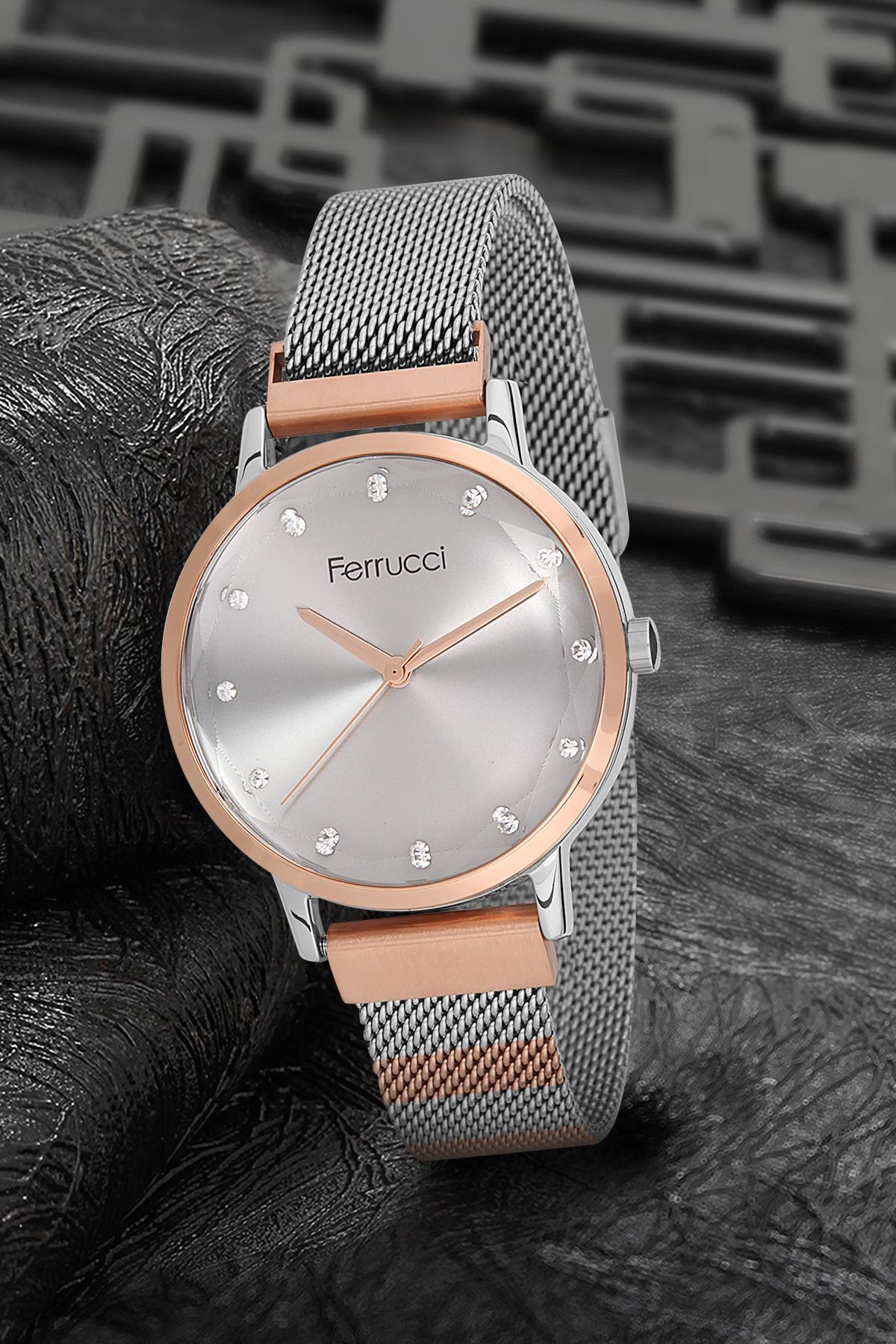 Ferrucci 9FM2532 36 mm Gri Metal Kordon Analog Kadın Kol Saati