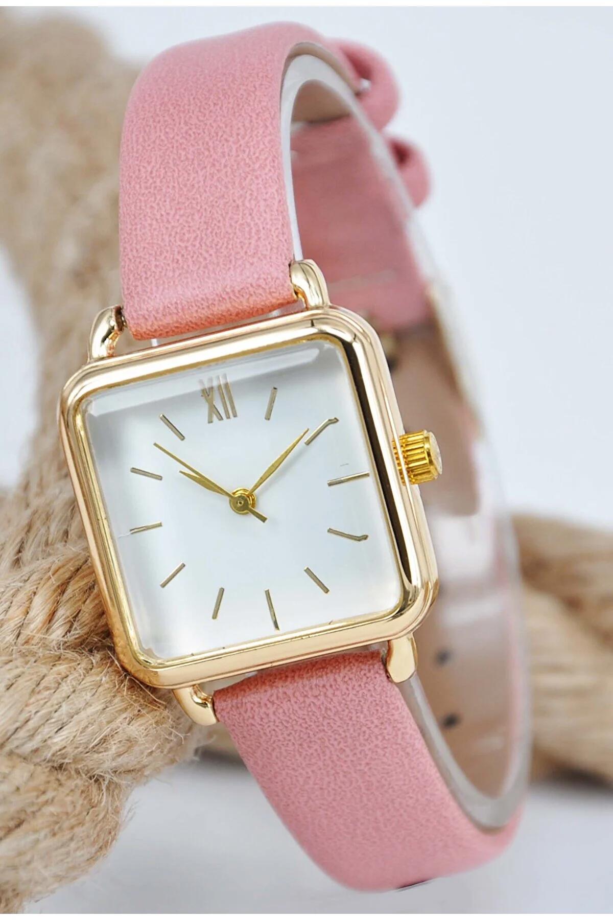 Storeay STA-064 25 mm Pembe Deri Kordon Analog Kadın Kol Saati