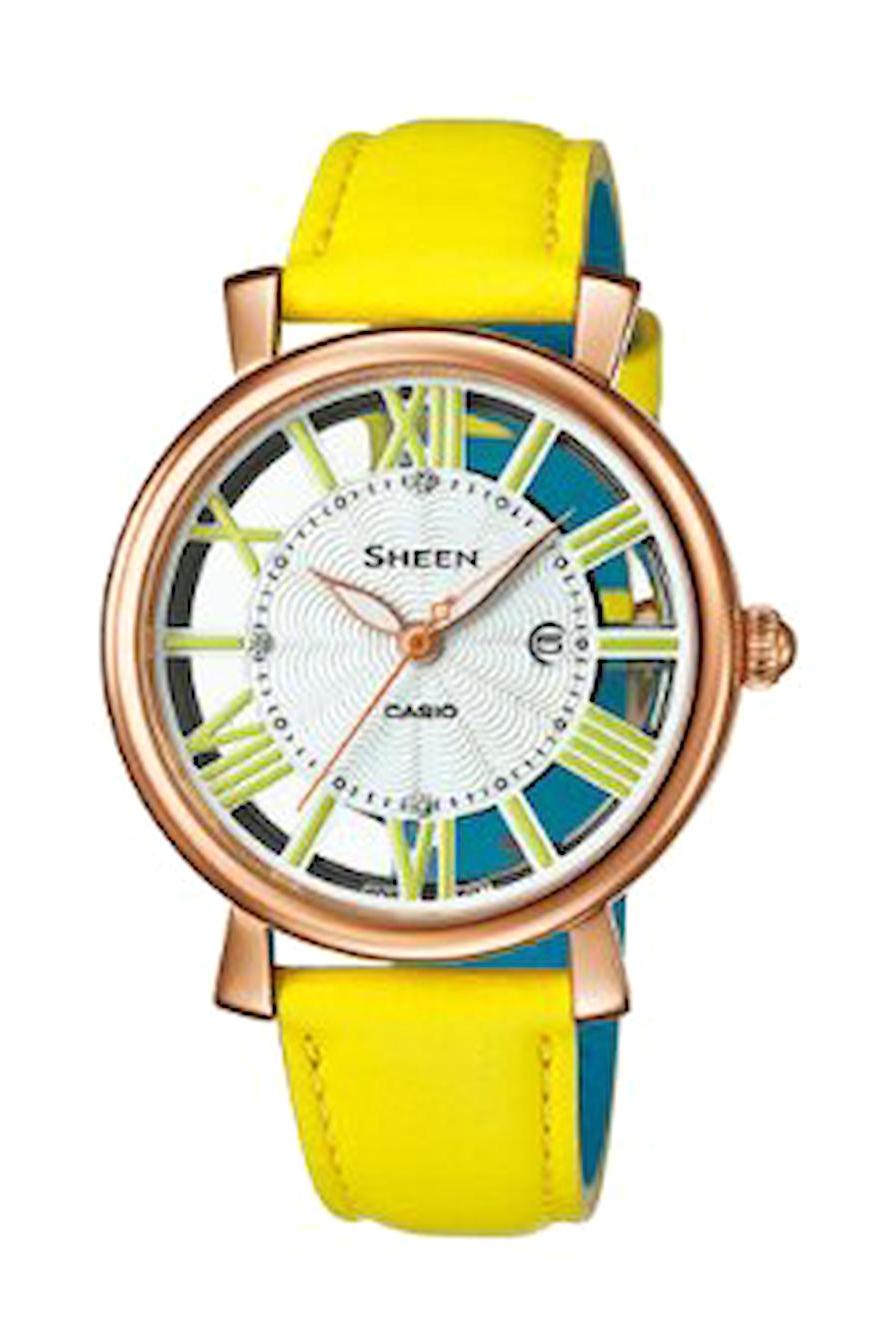 Casio SHE-4047PGL-9AUDR 34 mm Sarı Deri Kordon Analog Kadın Kol Saati