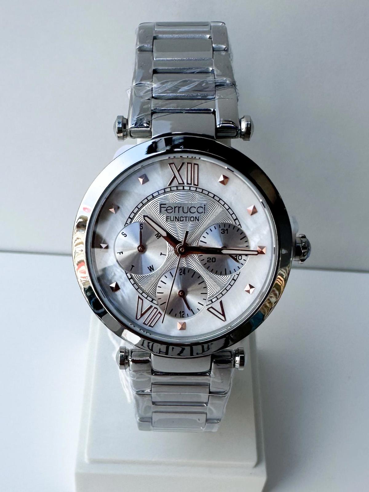Ferrucci FRC.LMG.13057FM.01 Takvimli 35 mm Gri Çelik Kordon Analog Kadın Kol Saati