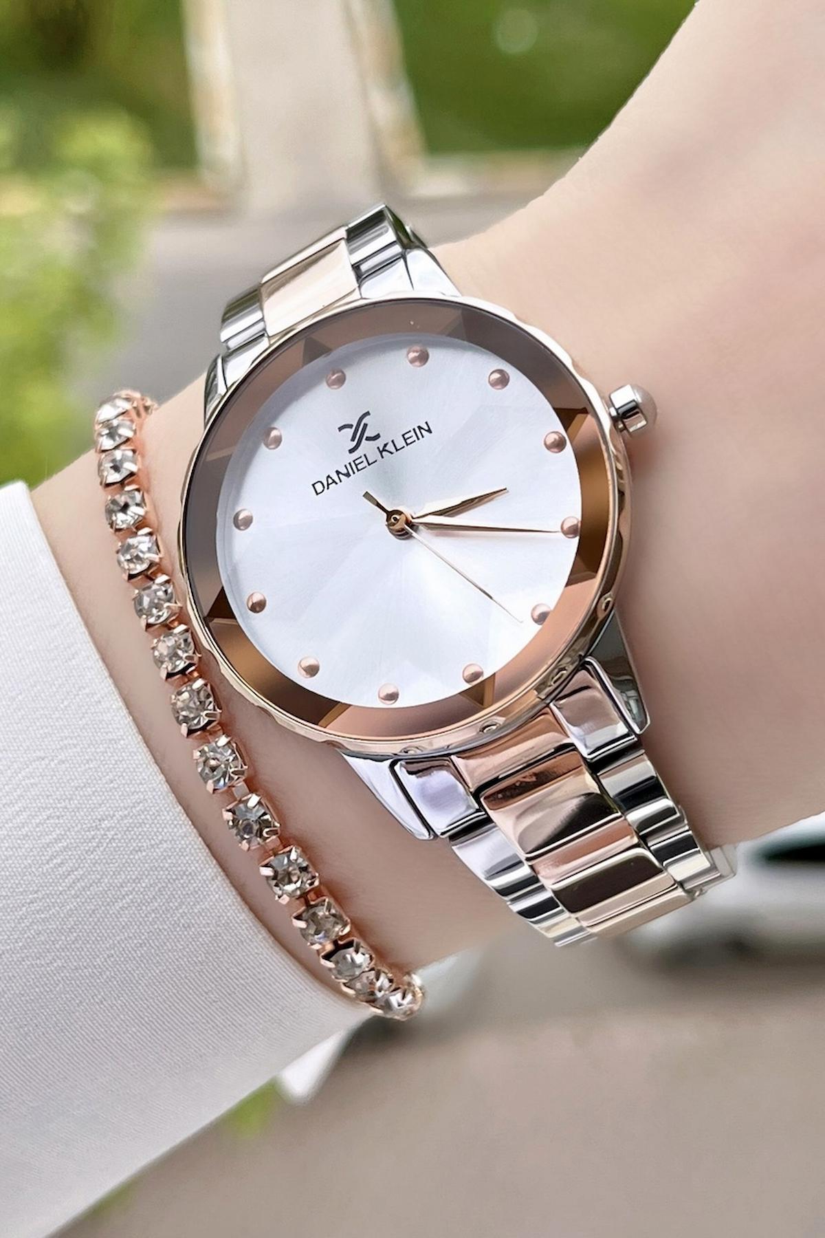 Daniel Klein DKISTE77 34 mm Gri-Rose Gold Çelik Kordon Analog Kadın Kol Saati